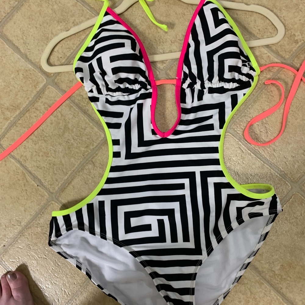 Ocean Pacific One Piece Swimsuit Black & White